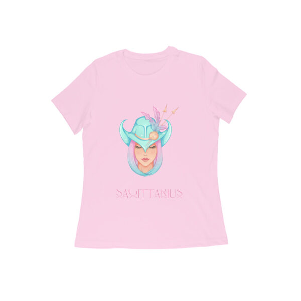 Sagittarius zodiac sign women’s round neck T-shirt Pink