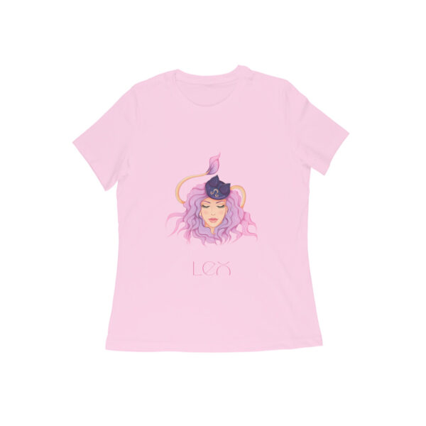 Leo zodiac sign women’s round neck T-shirt Pink