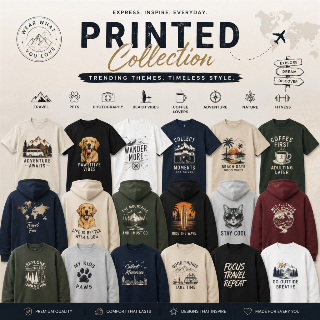 Printed T-shirts, Hoodies and Sweatshirts