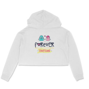 Forever Together Crop Hoodie for Girl Woman in white Pink Grey and Red Color