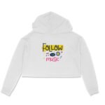 Follow the music crop hoodie for Giel Women in white, grey and pink color