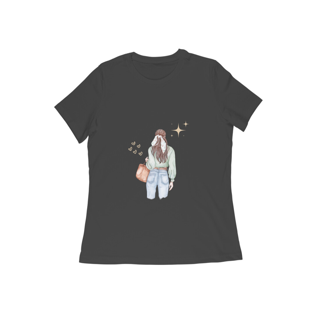 Girl Carrying Purse Back Women's T-shirt 4 color all size