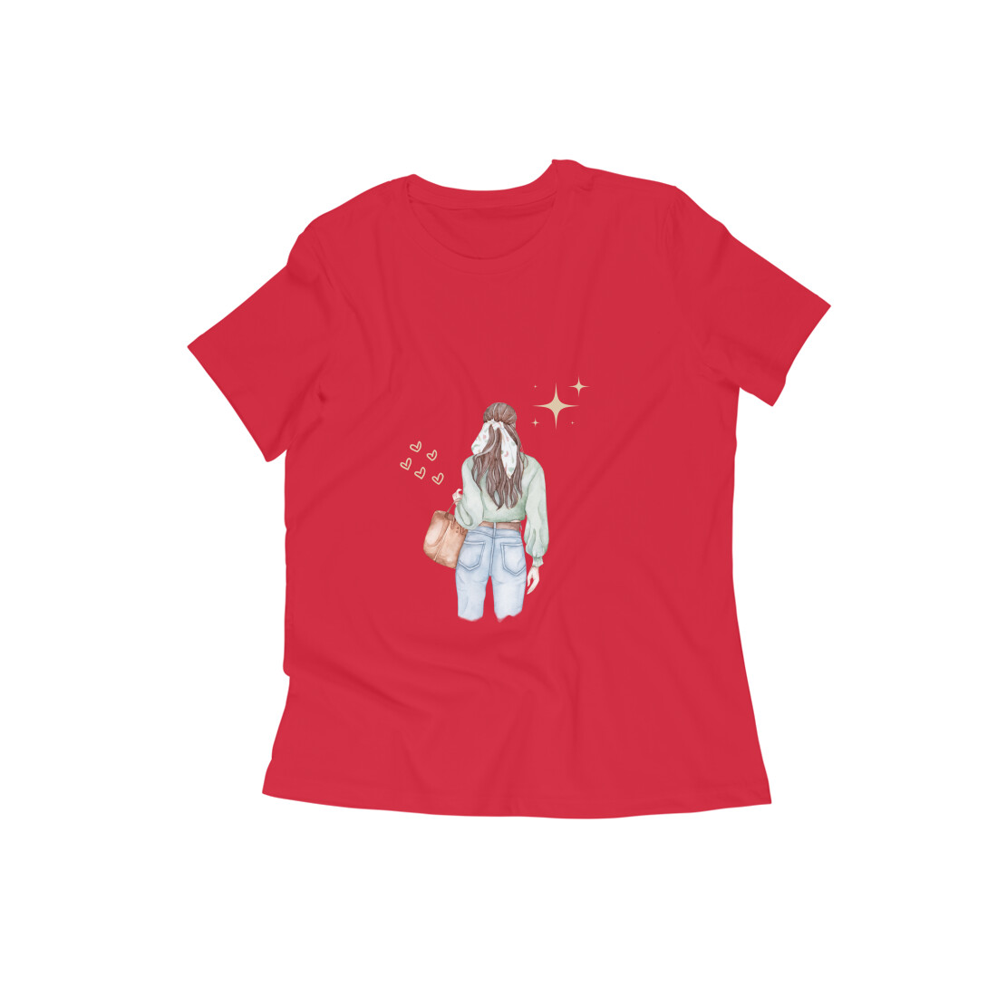 Girl Carrying Purse Back Women's T-shirt 4 color all size - Image 2