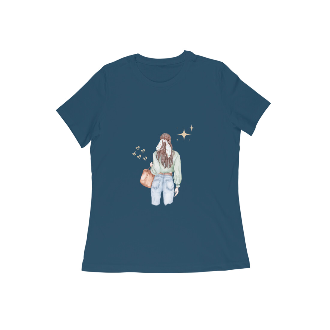 Girl Carrying Purse Back Women's T-shirt 4 color all size - Image 4