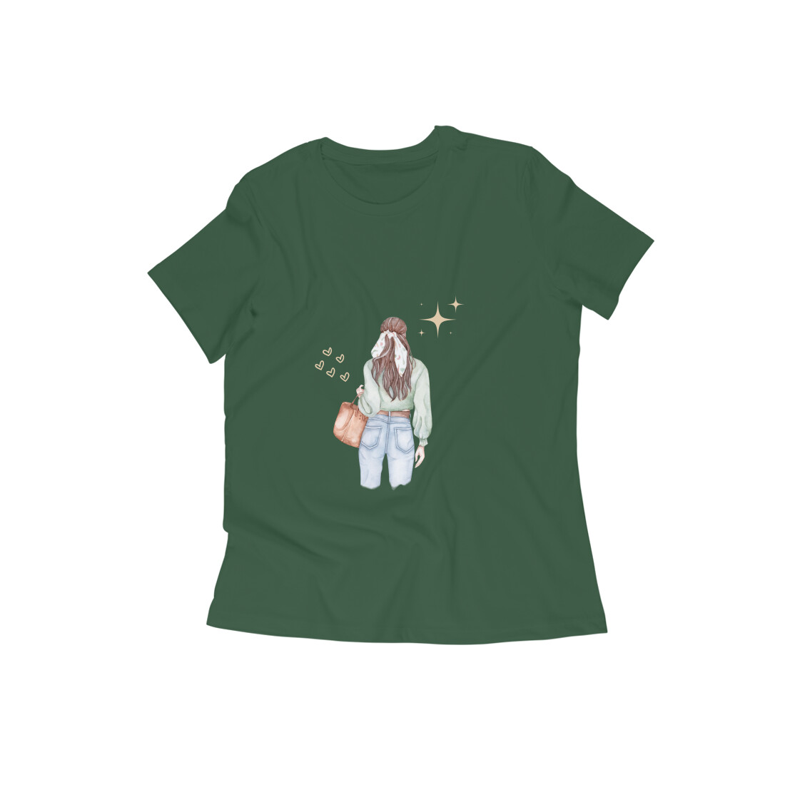 Girl Carrying Purse Back Women's T-shirt 4 color all size - Image 5