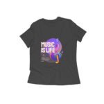 Music is my life Girl's Women's Half Sleeve Round Neck T-Shirt