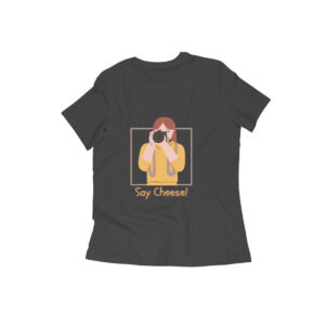 Say Cheese Girl's Women's Half Sleeve Round Neck T-Shirt