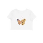 Butterfly Flower Girl's Women's Crop Top Crop T-shirt - Image 3