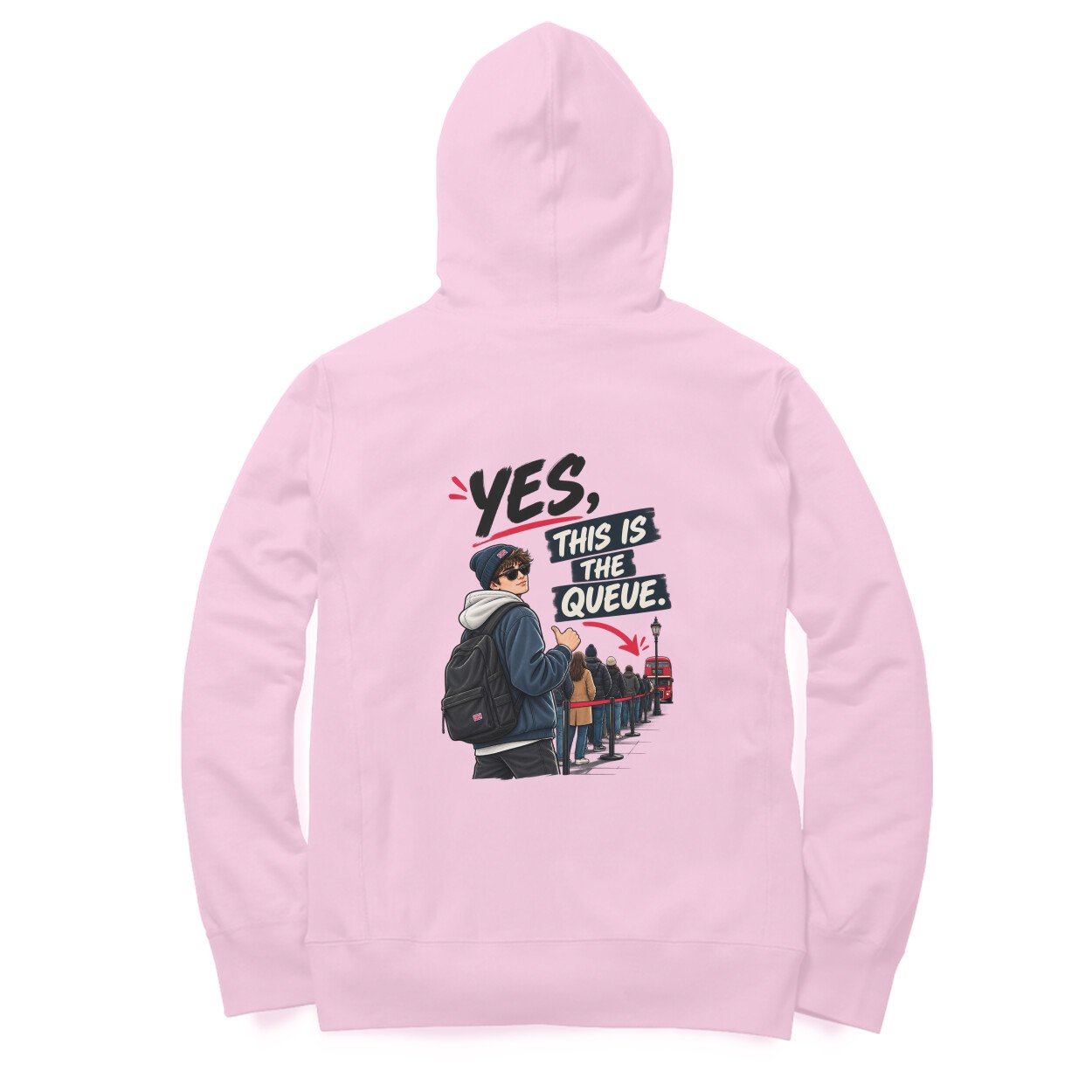 Men’s Women’s Hoodie Back Print UK Special – Yes, This is the queue