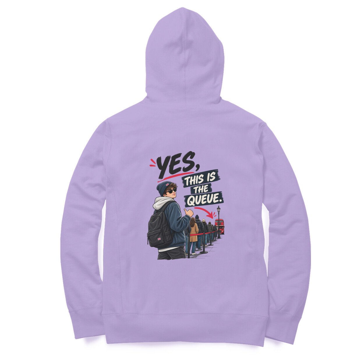 Men’s Women’s Hoodie Back Print UK Special – Yes, This is the queue - Image 11