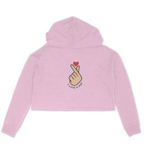 I love K-pop girl's crop hoodies light pink/red/white/grey