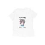 Women's round neck T-shirt pink/white Teacher plant seeds - Image 2