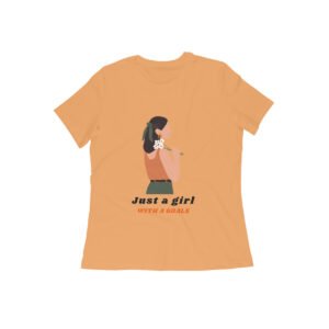 Mustard yellow women T-shirt just a girl with a goal