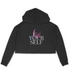Love your self women crop hoodies black/pink