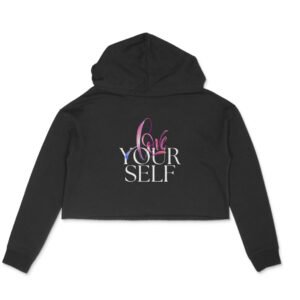 Love your self women crop hoodies black/pink