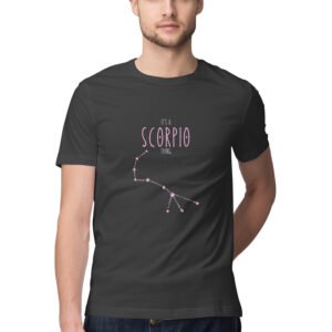 Scorpio zodiac sign men’s round neck T-shirt Black