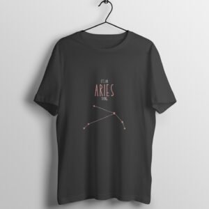 Aries zodiac sign men’s round neck T-shirt Black