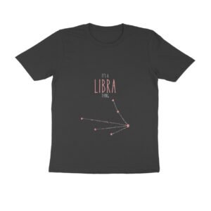 Libra zodiac sign men’s round neck T-shirt Black
