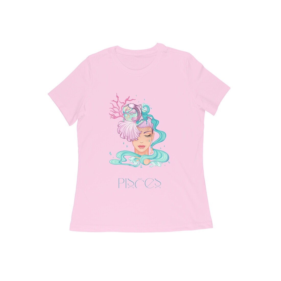 Pisces zodiac sign women’s round neck T-shirt Pink - Image 2