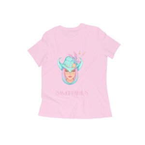 Sagittarius zodiac sign women’s round neck T-shirt Pink