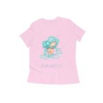 Aquarius zodiac sign women’s round neck T-shirt Pink