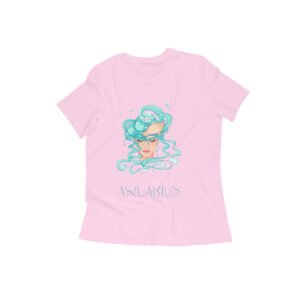 Aquarius zodiac sign women’s round neck T-shirt Pink