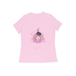 Leo zodiac sign women’s round neck T-shirt Pink
