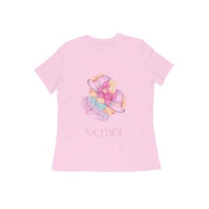 Gemini zodiac sign women’s round neck T-shirt Pink