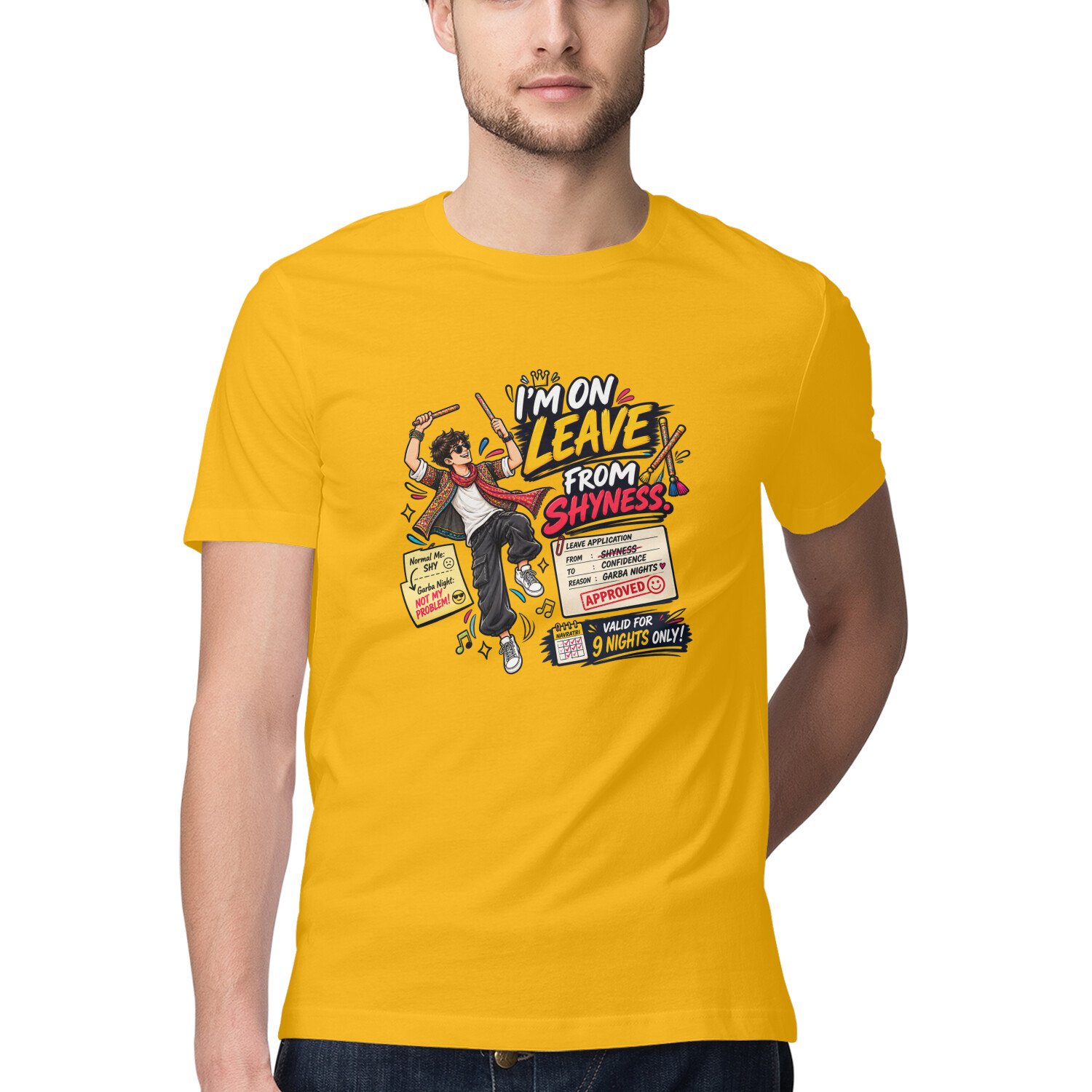 Men's T-Shirt Garba I am on leave - Color Batch 1 - Image 2