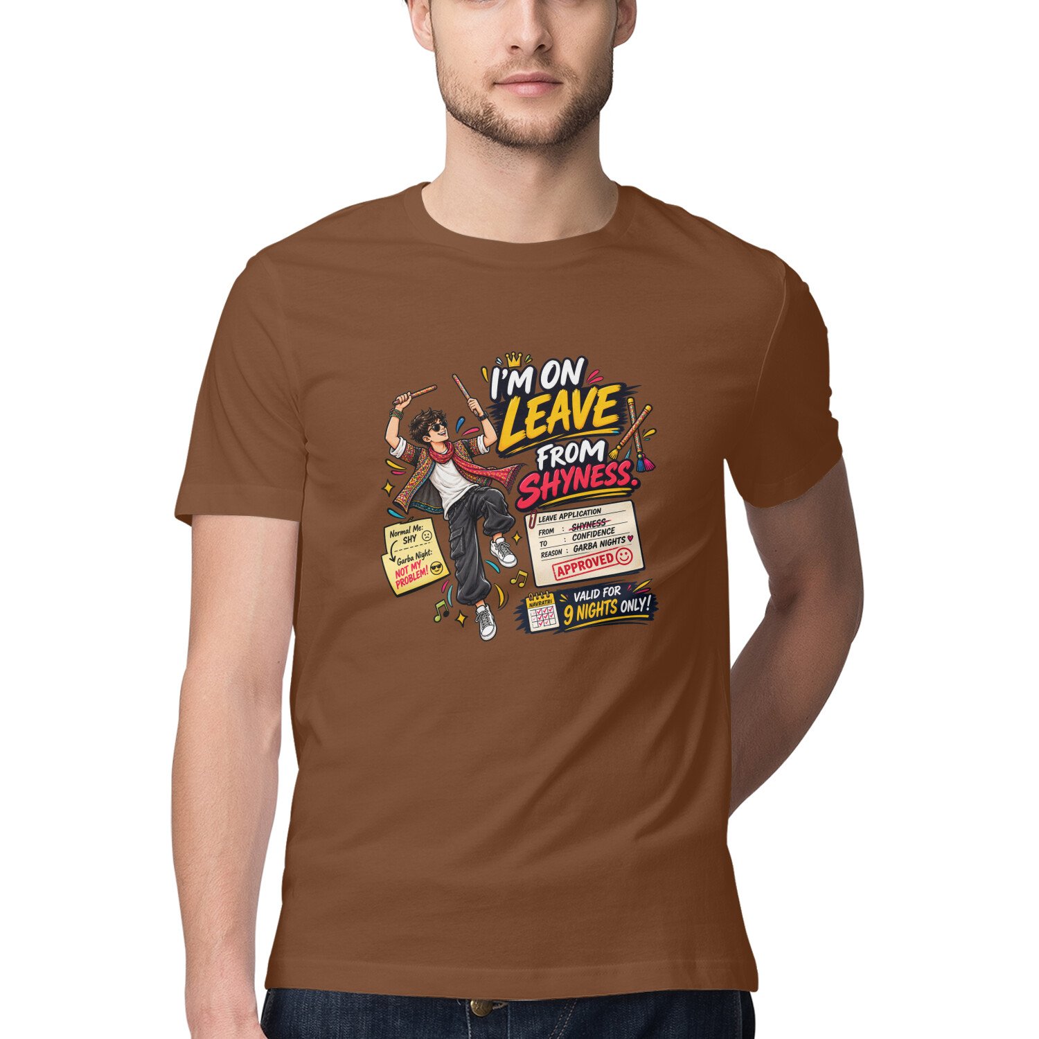 Men's T-Shirt Garba I am on leave - Color Batch 1 - Image 4