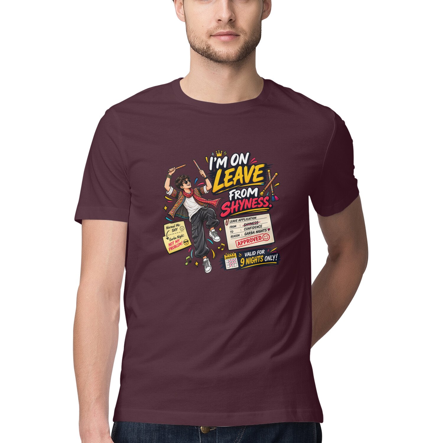 Men's T-Shirt Garba I am on leave - Color Batch 1 - Image 6