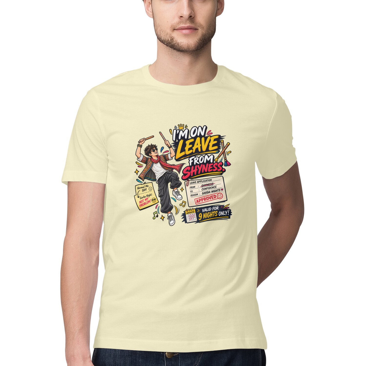 Men's T-Shirt Garba I am on leave - Color Batch 1 - Image 7