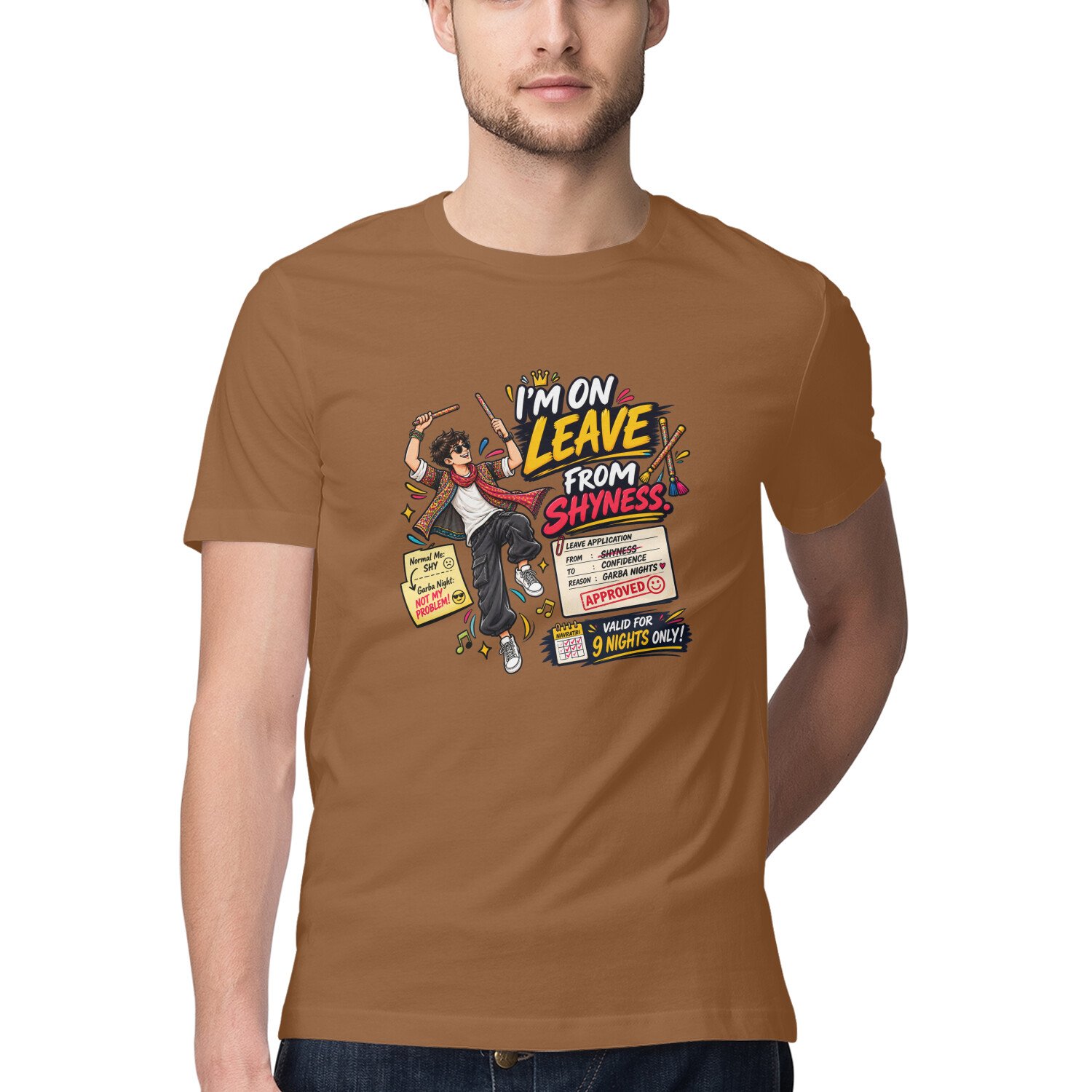 Men's T-Shirt Garba I am on leave - Color Batch 1 - Image 8