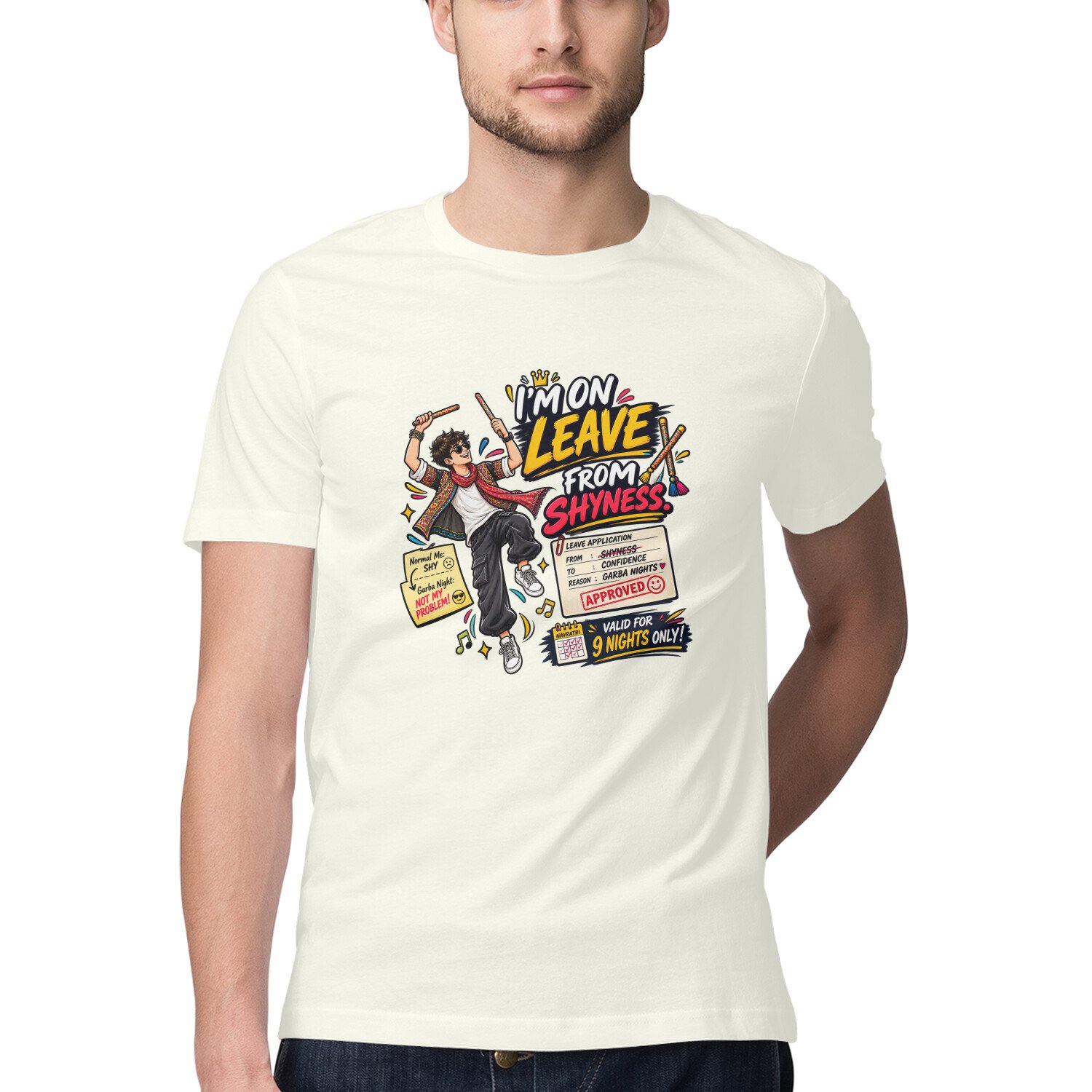 Men's T-Shirt Garba I am on leave - Color Batch 1 - Image 10