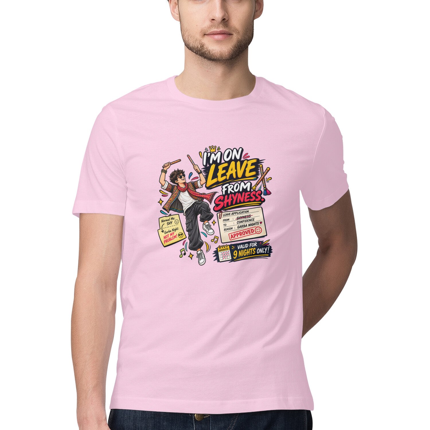 Men's T-Shirt Garba I am on leave - Color Batch 1 - Image 11