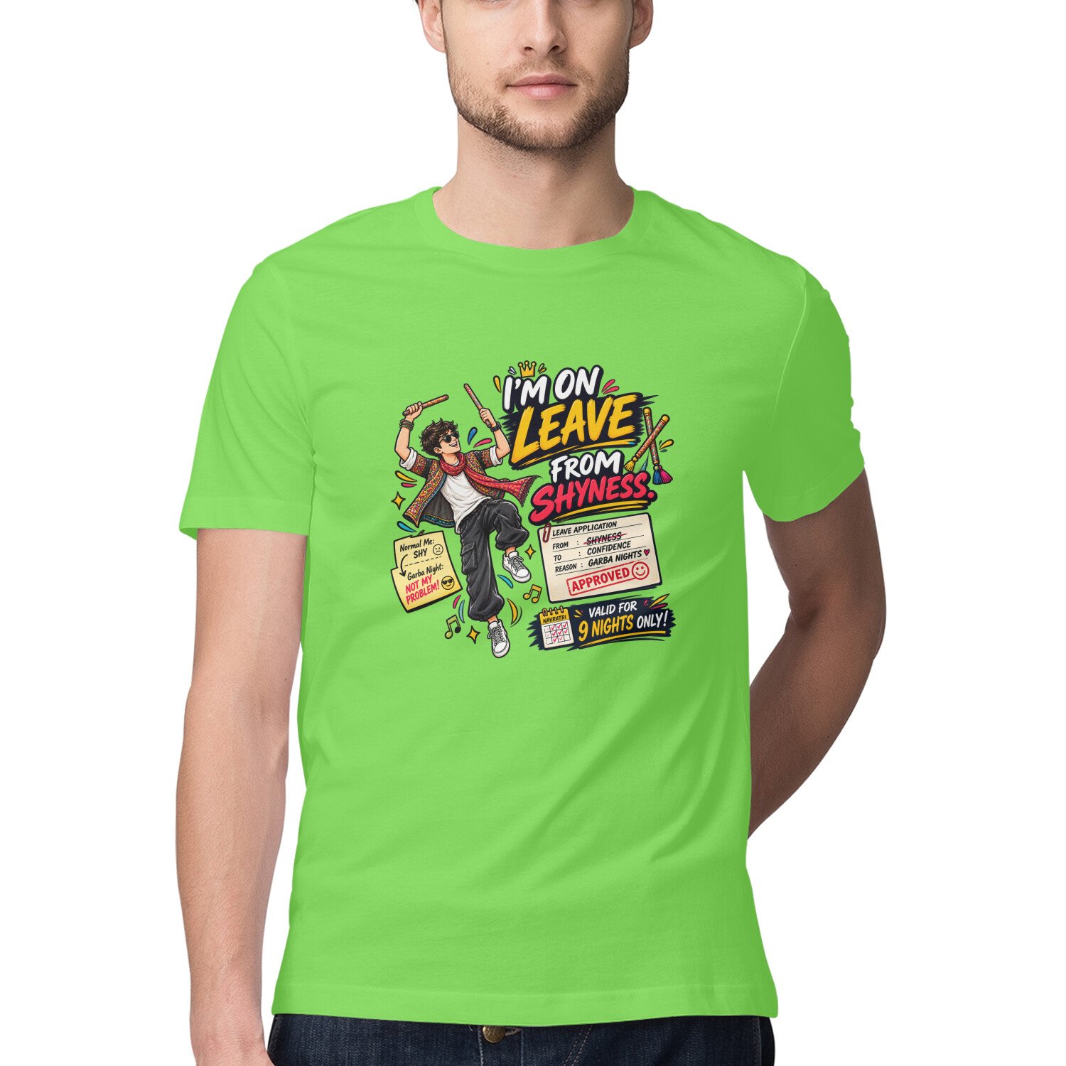 Men's T-Shirt Garba I am on leave - Color Batch 1 - Image 12