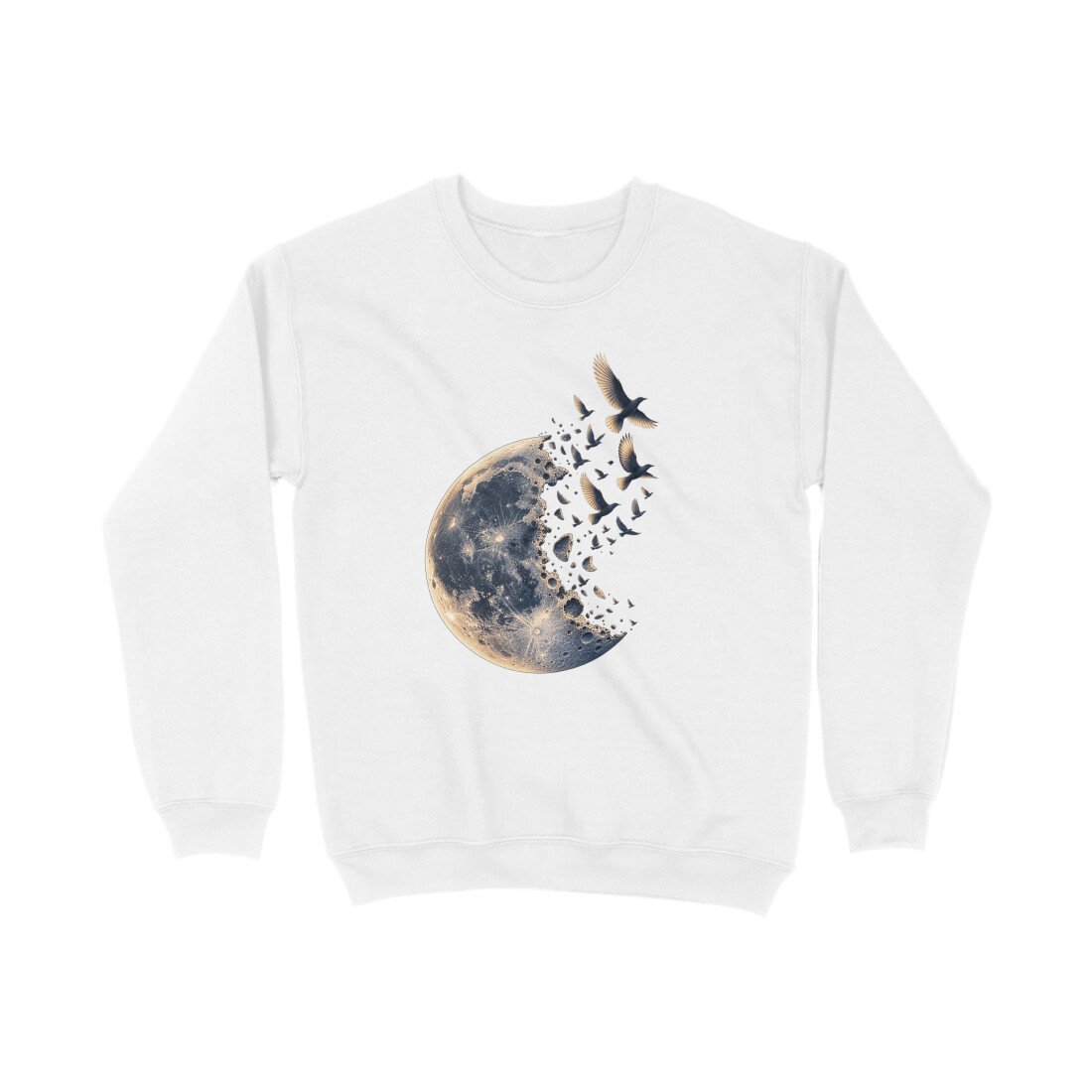 front-6a9dc4a82a354-White_S_Sweatshirt.jpg Moon Bird Unisex Sweatshirt - Image 1