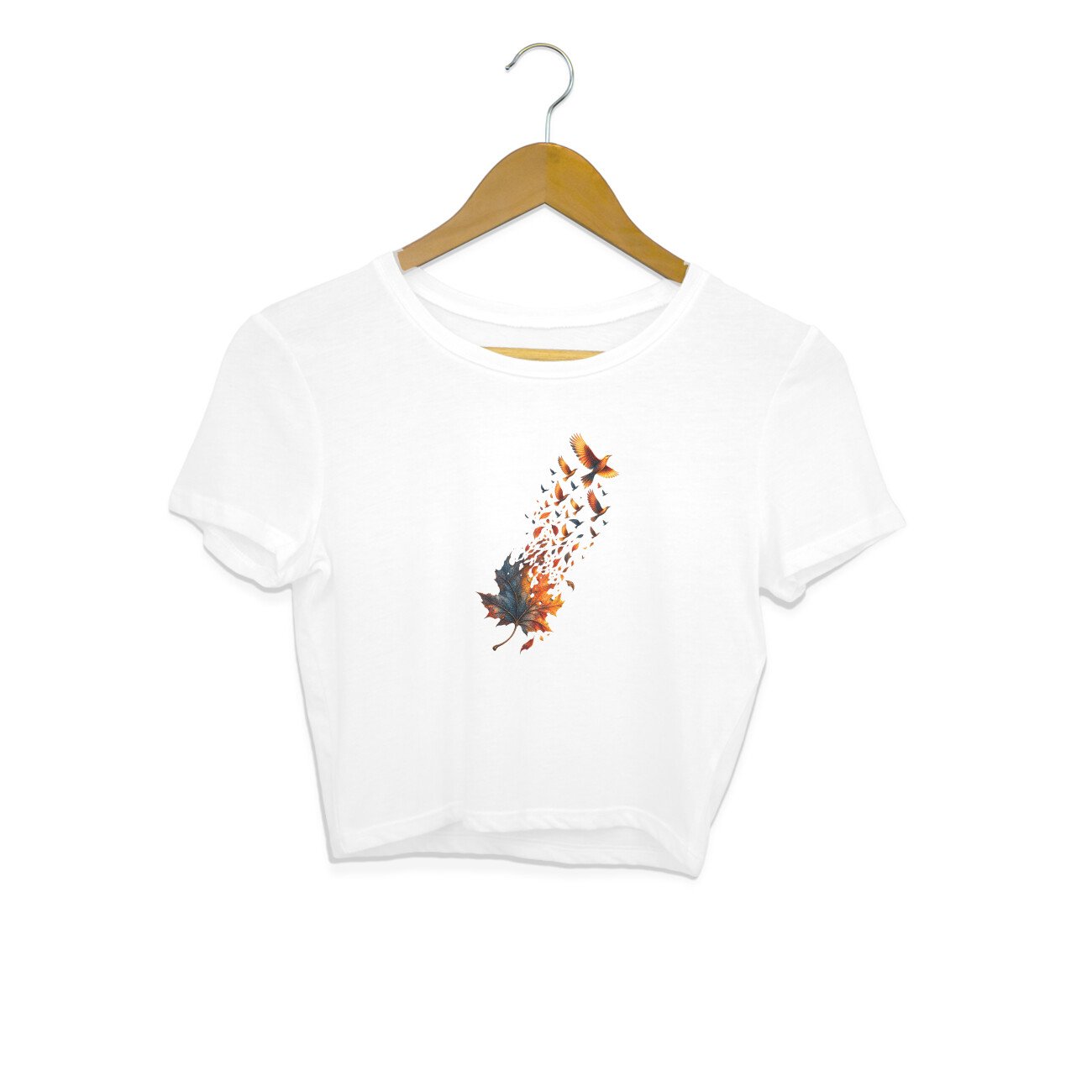 front-6a9dc68010875-White_S_Women_Crop_Top.jpg Leaf Bird Crop Top - Image 1