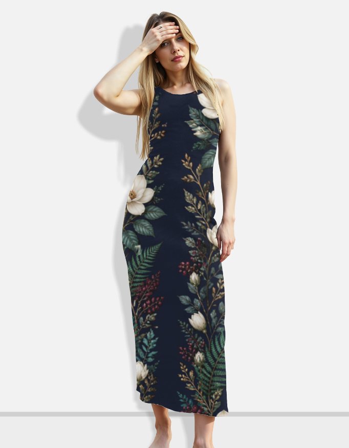 img_83366ed1cdabe9.jpg Black Flora Bodycon Dress - Image 1