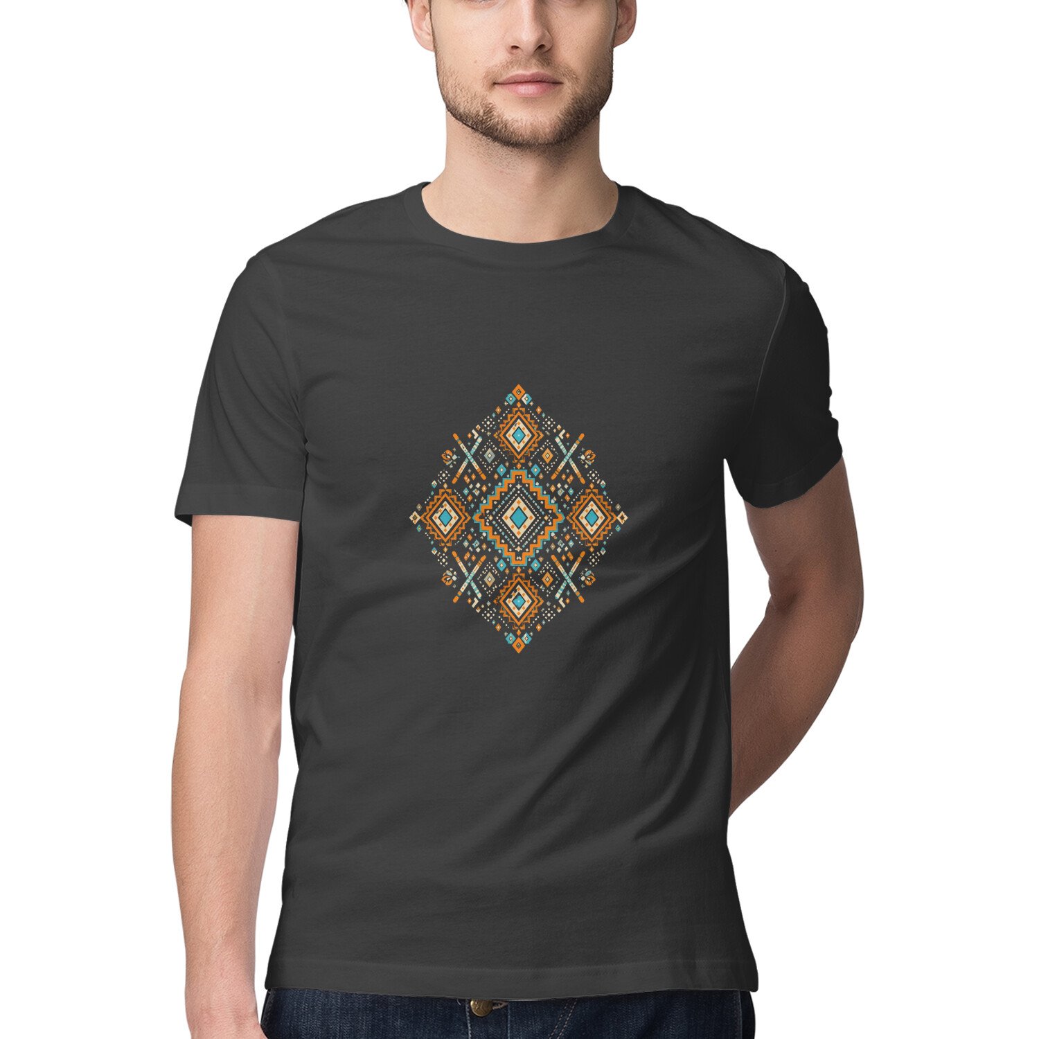 front-6ac03762a167c-Black_S_Men_Round.jpg Navratri T-shirt 001 - Image 1